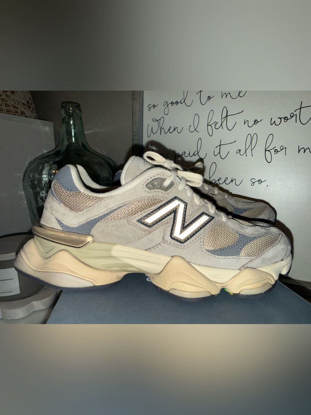 Used-New Balance 9060 Women's Beige and brown Sneaker